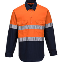 Prime Mover Hi-Vis Two Tone Regular Weight Long Sleeve Closed Front Shirt with Tape