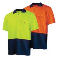 TRU Workwear Recycled Anti-Microbial Micromesh S/S Two Tone Hi-Vis Polo Shirt