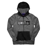 Unit Mens Fleece Hoodie Shelter Char Marle