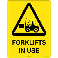 Caution Forklifts in Use Safety Sign 450x300mm Metal